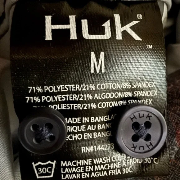 Huk Kona Performance Fishing Shirt Blue Abstract Print Size Medium SPF - Picture 4 of 5